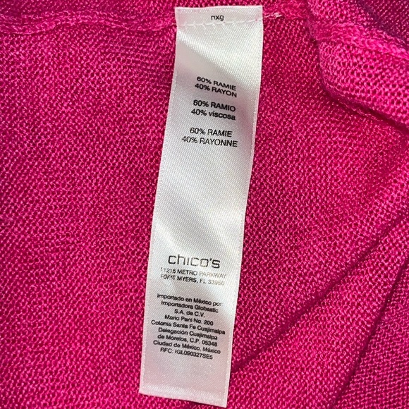 Chico's Vibrant Pink Boat Neck Sweater Top Side Drawstring Chico’s 4=US Size XXL - Picture 4 of 8